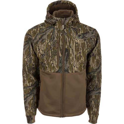 MST Full Zip Hole Shot Hooded Windproof Two-Tone Eqwader Jacket showcasing front view with zippered pockets and adjustable hood.