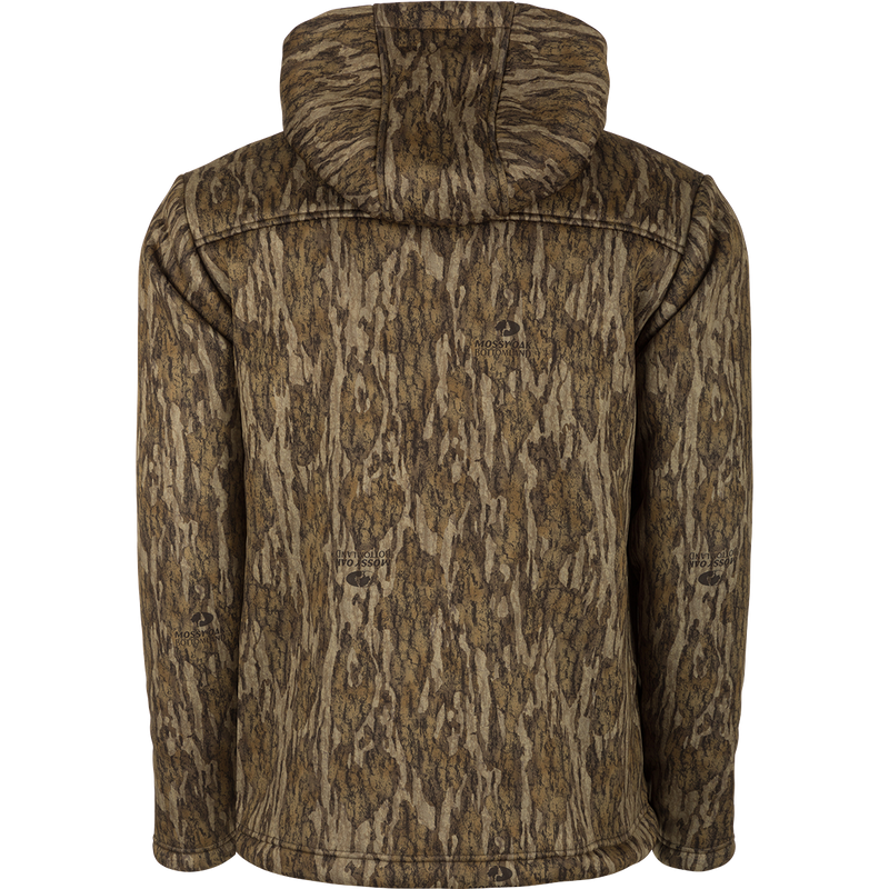 Alt text: Ultimate Wader Quarter Zip Hoodie with hood, high hand-warmer pockets, and Magnattach chest pocket, ideal for outdoor activities and mid-season layering.