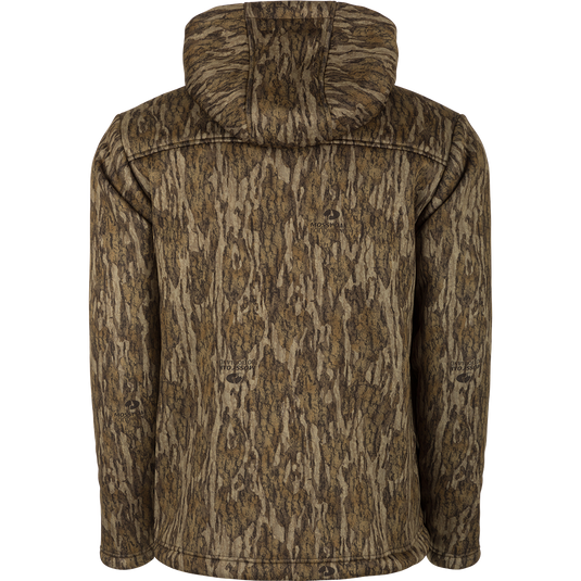 Alt text: Ultimate Wader Quarter Zip Hoodie with hood, high hand-warmer pockets, and Magnattach chest pocket, ideal for outdoor activities and mid-season layering.