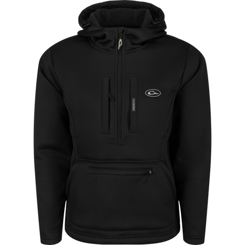 Ultimate Wader Quarter Zip Hoodie with zipper, high hand-warmer pockets, and Sherpa-lined fabric for warmth and comfort. Ideal for layering or mid-season wear.