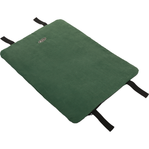 Gun Dog Bed Roll Pad with black Velcro straps for secure attachment and a durable, waterproof bottom for outdoor use.