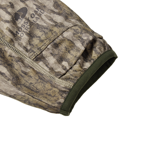 Close-up of the cuff on Early Bird Gator Hoodie with Insect Repellent, showcasing camouflage fabric. Ideal for hunting, featuring insect protection and breathable design.