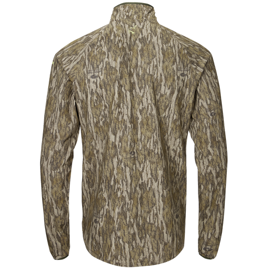 Half Zip Pullover with Spider Web Technology featuring ergonomic thumbholes and a water-resistant chest pocket, designed for enhanced breathability and durability in hunting conditions.