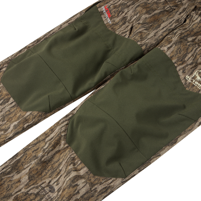 Early Bird Turkey Pant with Insect Repellent featuring a camouflage pattern, stretch waistband, and cargo pockets, designed for enhanced mobility and protection during turkey hunting.