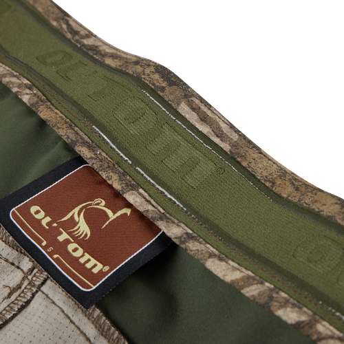 Close-up of the Early Bird Turkey Pant label, showcasing its Vital Protection insect repellent technology for enhanced tick protection during hunting.