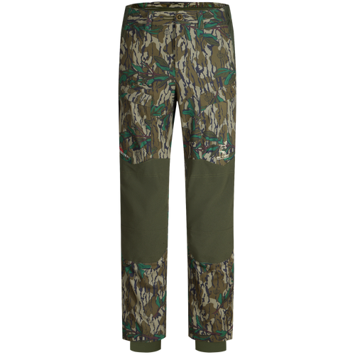 Early Bird Turkey Pant with Insect Repellent featuring a camouflage pattern, designed for mobility and protection in hunting environments.