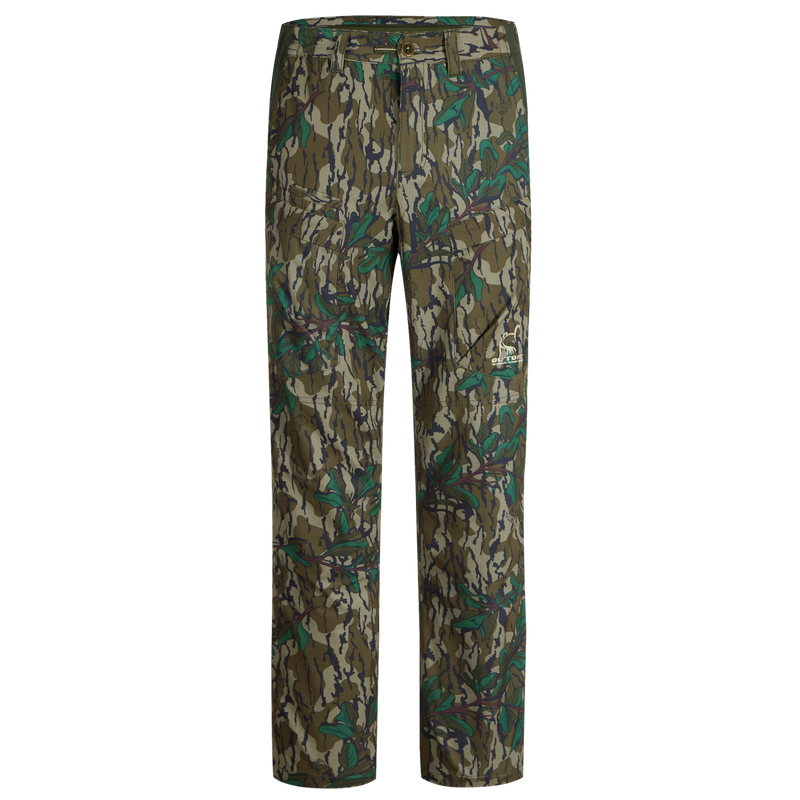 Turkey Pant with Spider Web Technology, showcasing camouflage pattern, breathable stretch fabric, reinforced knees, and water-resistant features, ideal for silent hunting and enhanced mobility.