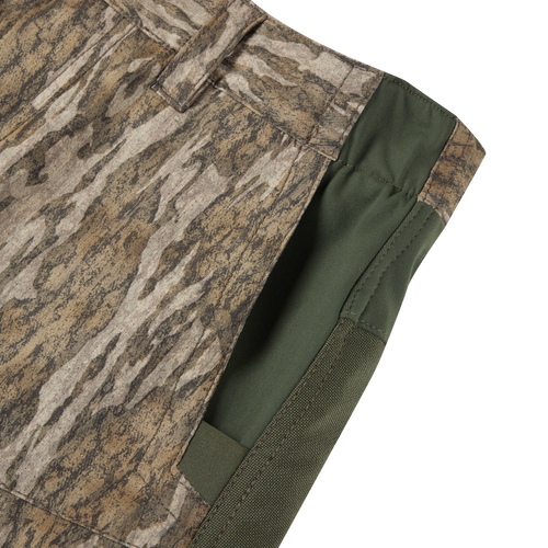 Close-up of Men's Turkey Pant with Spider Web Technology, showcasing camouflage fabric and durable, breathable material designed for silent hunting.