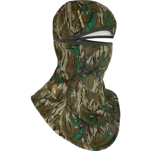 Early Bird Facemask with Insect Repellent featuring camouflage design, offers insect protection and breathability, ideal for hunting with micro vent holes and extended neck coverage.