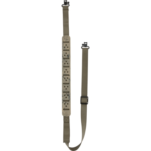 Gunslinger Shotgun Sling featuring a 1 nylon strap with metal rivets and non-slip pad for comfort, control, and easy adjustment, ideal for hunting.