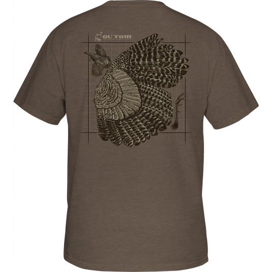 Ol' Tom In Flight T-Shirt featuring a turkey in flight graphic on the back and an Ol' Tom logo on the front pocket.