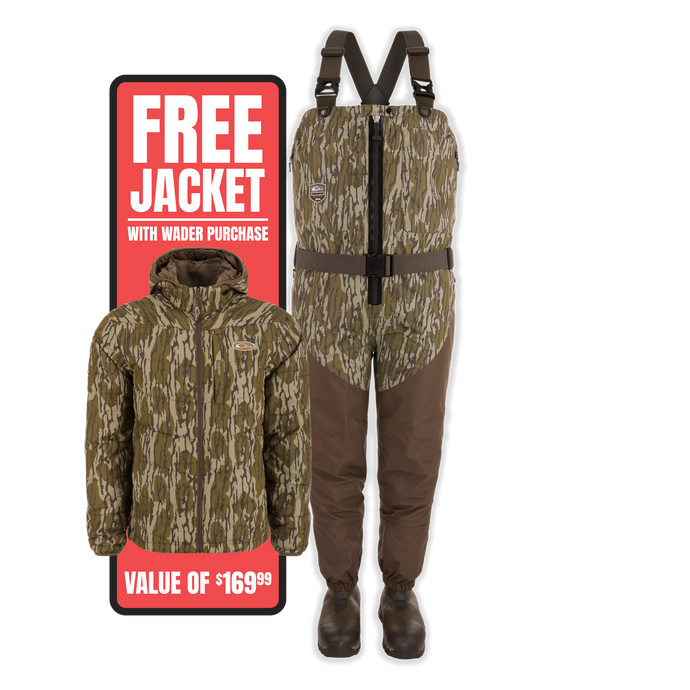 Insulated Guardian Elite HND Front Zip Wader showcasing durable design with waterproof fabrics and reinforced seams, ideal for hunting in challenging conditions.