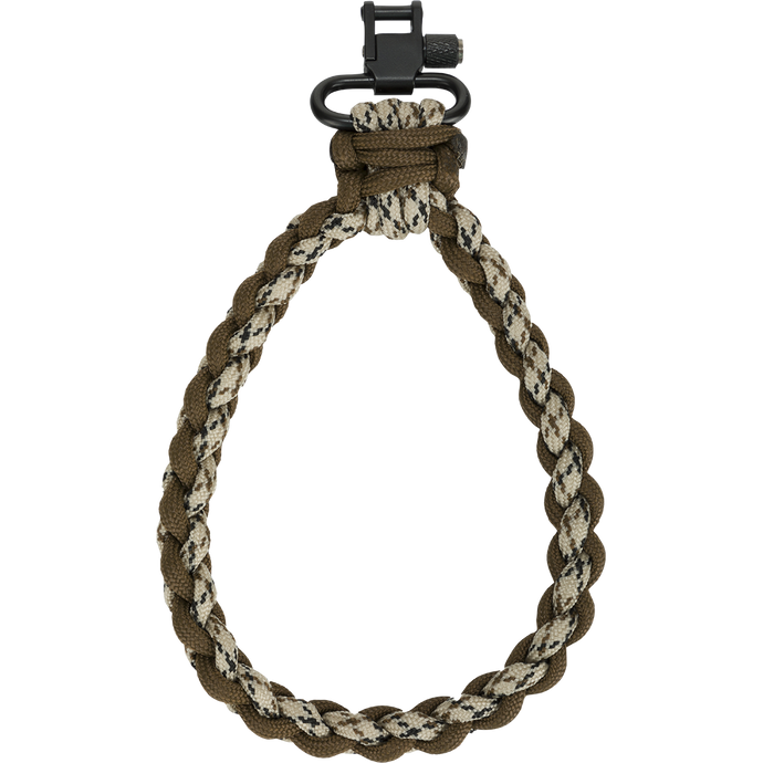Timber Shotgun Loop: A close-up of a heavy-duty polypropylene braided cord with a metal swivel stud connection, designed to hang your shotgun conveniently and securely.