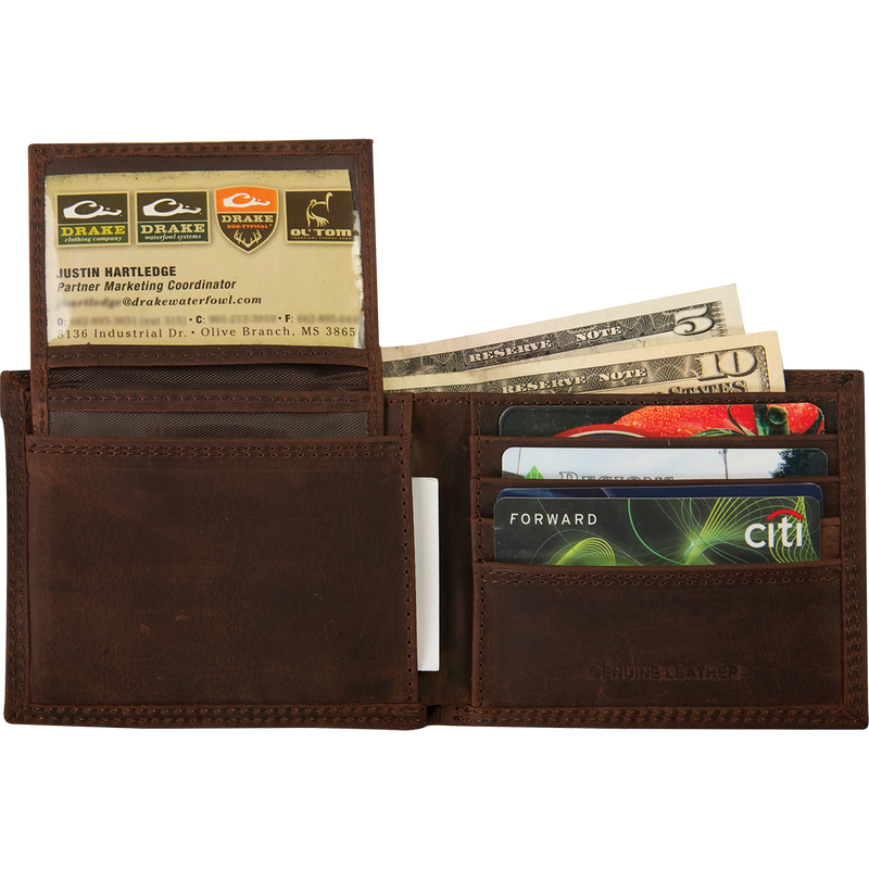 Leather Card Holder Wallet - Duck Hunt Green