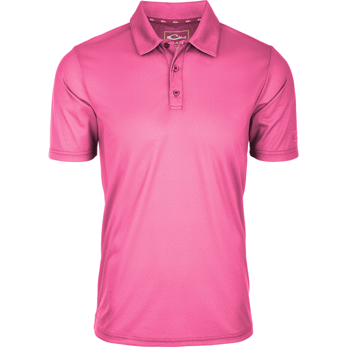 Heather Polo S/S: Timeless silhouette with textured fabric, open sleeves, and split hem. Moisture-wicking, quick-drying, and UPF sun protection.