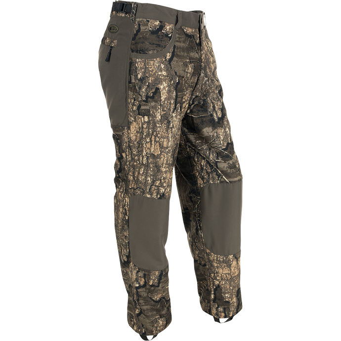 MST Jean Cut Fleece-lined Under Wader Pant 2.0 - Realtree Timber, showcasing reinforced knee patches and front slash pockets, ideal for wearing under waders.