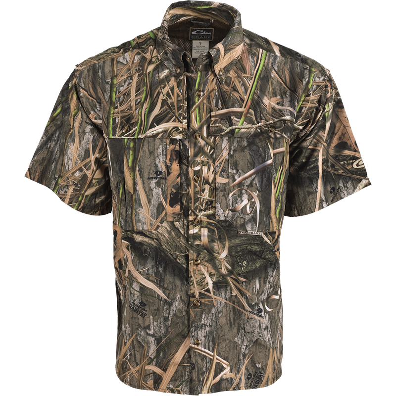 Drake Men's Solid Wingshooter's Short-Sleeve Shirt - Size S, Navy