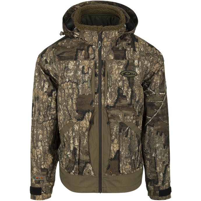 A versatile 3-in-1 Guardian Elite G3 Flex jacket for hunters. Waterproof and windproof with multiple pockets and adjustable features.