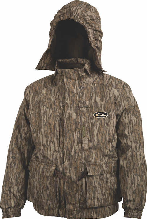 LST Youth Refuge Eqwader 3-in-1 Wader Jacket, a camouflage jacket with a hood, featuring a versatile 5-in-1 system with zip-off sleeves and multiple pockets.