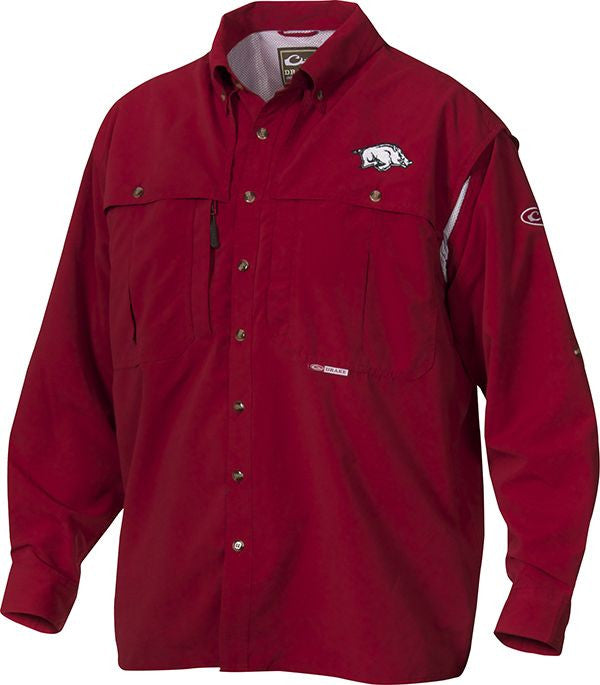 Drake Arkansas Wingshooter's Long Sleeve Shirt, Cardinal / XL