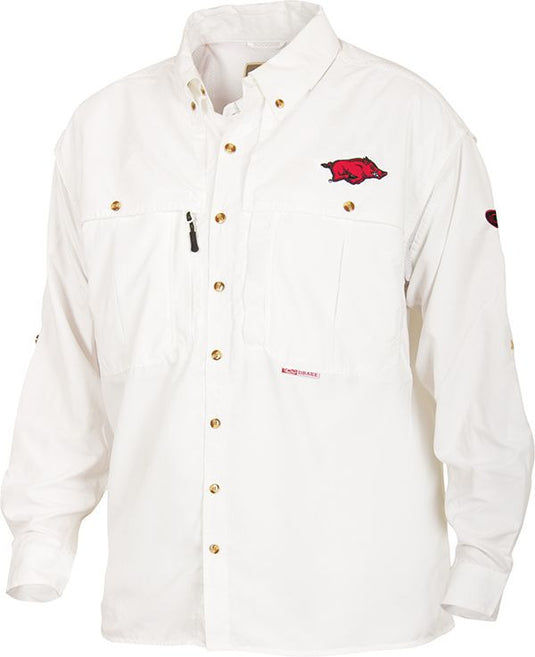 Drake Waterfowl Men's Arkansas Wingshooter's Long Sleeve Shirt, Size: XL, White